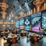 The image depicting an innovative event setting with a focus on marketing strategies