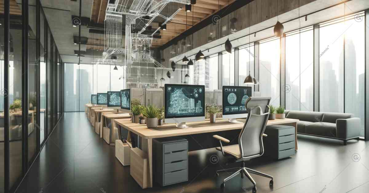 This image depicts a modern architecture offices interior that combines technology and design, ideal for illustrating your article's theme.