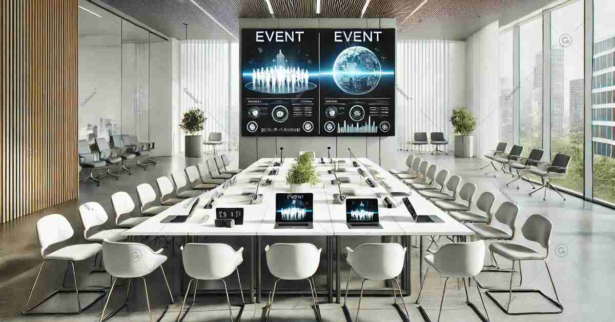 This is a realistic and minimalistic image designed to represent modern event management.