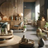 There is a featured image for the section of your article on "Material Selection: Combining Aesthetics with Sustainability," depicting an elegantly designed interior space that emphasizes the use of sustainable materials like bamboo, reclaimed wood, and recycled glass. With focus keyword Cross-Functional Team Collaboration.