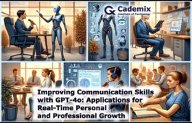 The image illustrating the use of GPT-4o to improve communication skills for personal and professional growth is now ready. It features a diverse group of people engaging with AI technology in various settings.